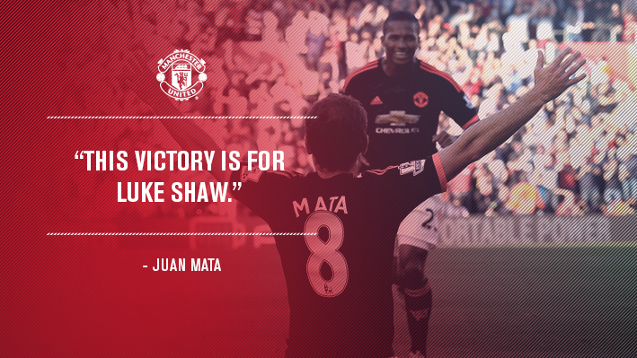 ManUtd's tweet photo. Juan Mata says today was about more than just three points. #ForShaw http://t.co/Gfz5zJuIef