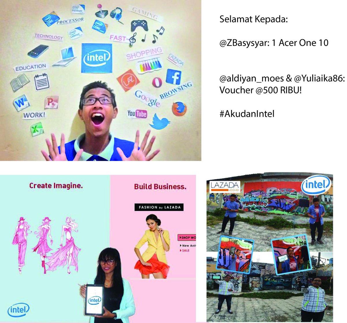 LazadaID's tweet photo. Jangan lupa selamat buat @Yuliaika86 & @aldiyan_moes udah menangin masing2 voucher sebesar 500 ribu! #AkudanIntel http://t.co/ahlg2NcjoJ