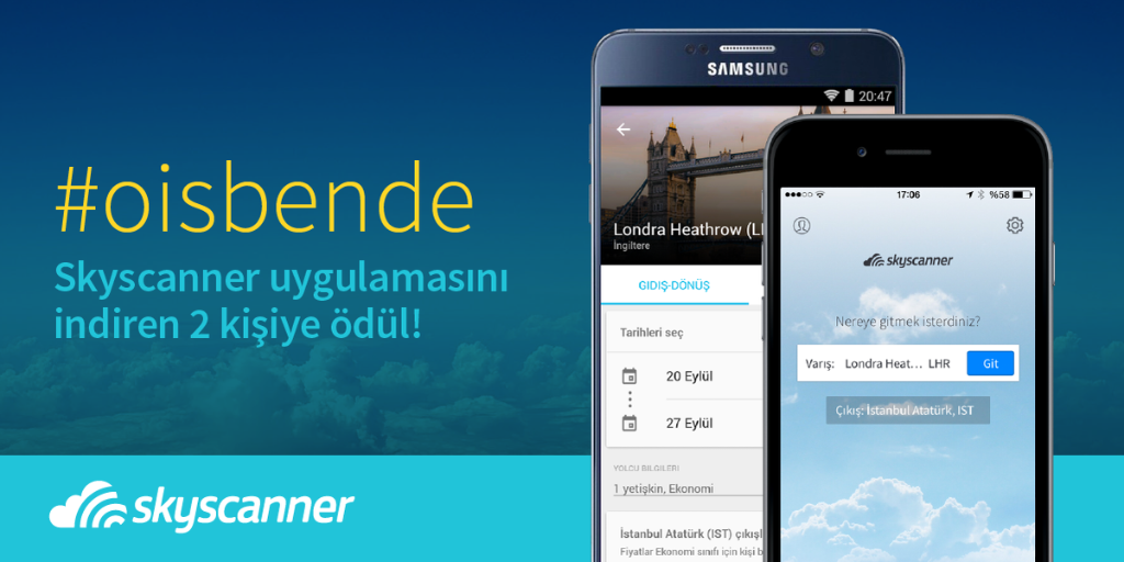 Skyscanner ve @shiftdeletenet iş birliği ile akıllı telefon kazanın! Detaylar için; bit.ly/1OvFcKw #oisbende