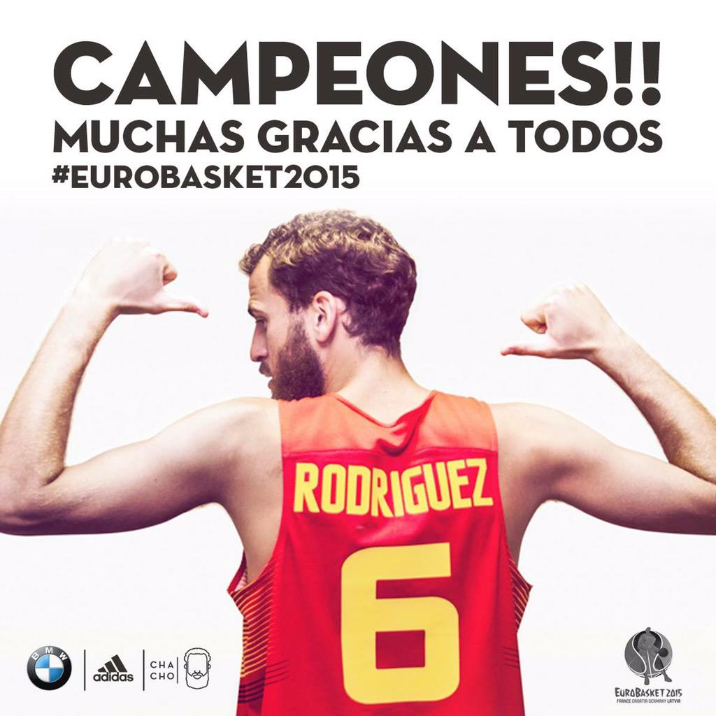 SergioRodriguez's tweet image. CAMPEONES #EuroBasket2015 !!!