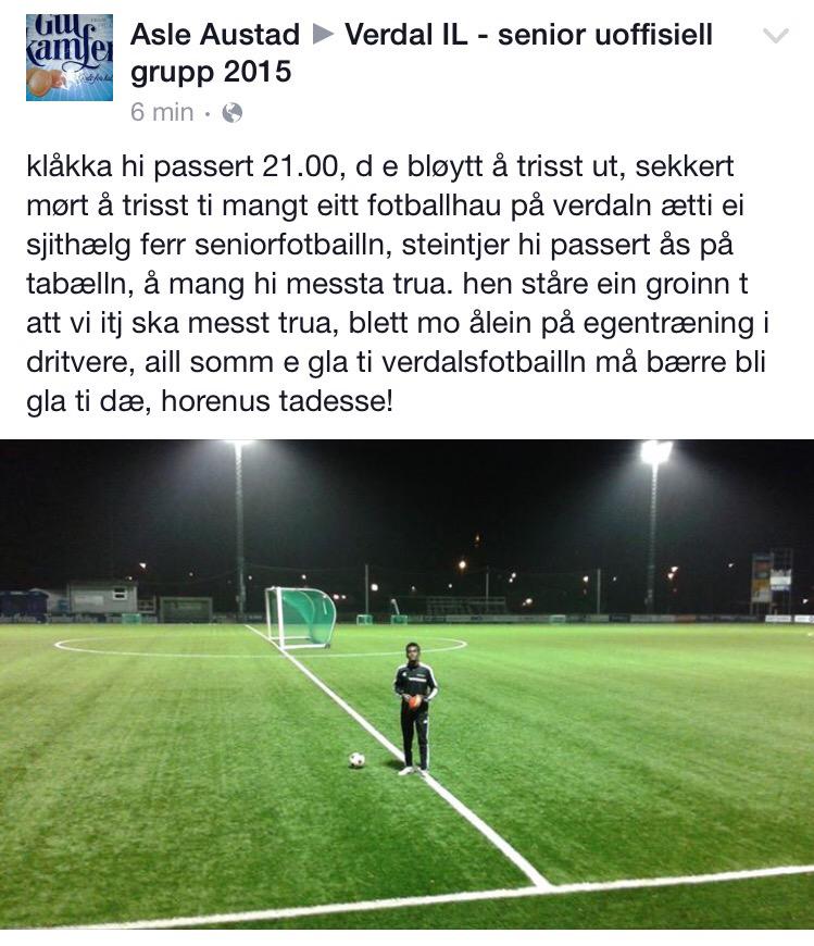 JAHolberg's tweet photo. Tar meg den friheten og deler denne fra Verdals FB-side, signert lagets fantastiske oppmann. @VerdalSenior @3divisjon http://t.co/5D2VOOQFpu