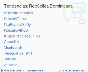 trendinaliaDO's tweet photo. #DesafioAlPLD acaba de convertirse en TT ocupando la 4ª posición en República Dominicana #trndnl http://t.co/iFVbBtcX9K