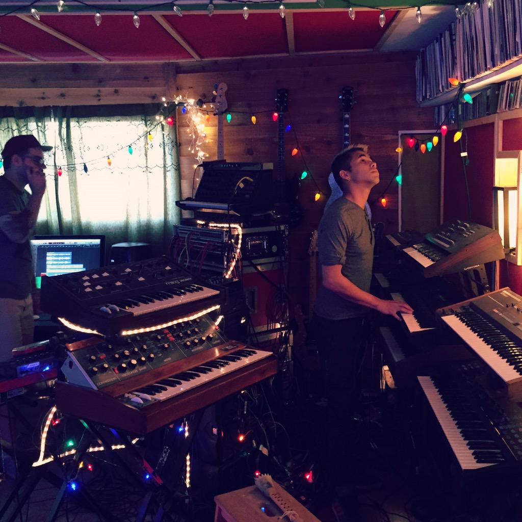 RagsRibbons's tweet photo. Lost in keyboard land with @MathBishop, enjoying our time in #LA working on the newness http://t.co/I3HkIbuLdV