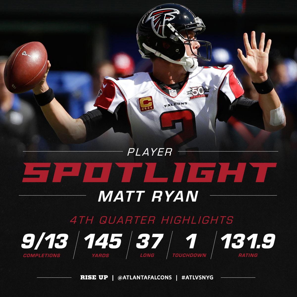 AtlantaFalcons's tweet photo. Matt Ryan in the fourth quarter today? Pretty spectacular. #ATLvsNYG http://t.co/nbuiIJ0IkB