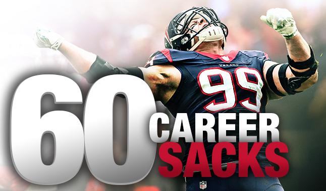HoustonTexans's tweet photo. ICYMI: J.J. Watt became the second-fastest player in @NFL history to 60 career sacks.

MORE: http://t.co/nowgMRftVS http://t.co/8OFAkdRutd