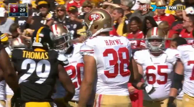 9NewsLA's tweet photo. .@JarrydHayne makes history in second NFL game despite @49ers going down to @steelers: http://t.co/Nbbw5mBKEI #9News http://t.co/opvCrM26dE