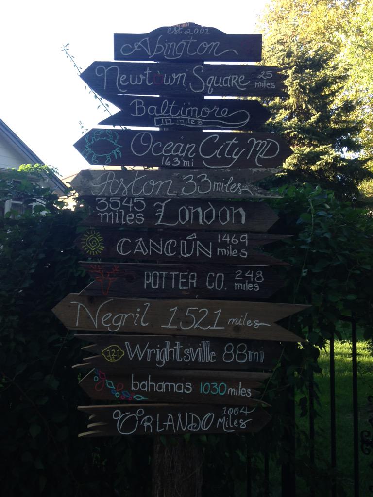 ElysEasel's tweet photo. @kathyromanowmmr wefinally made one for our yard. Thanks again for the idea!! #elyseasel #destinationsign http://t.co/wmKpdUvdIW