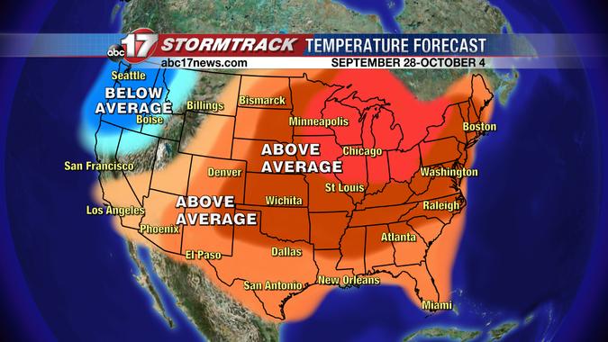KCShermanWx's tweet photo. How's the first week of October looking temperature-wise? The #ClimatePredictionCenter says warmer than average... http://t.co/bdFcwgVok1