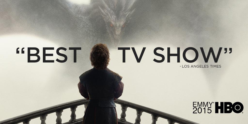 HBO's tweet image. Congratulations to David Benioff and D.B. Weiss for their Outstanding Writing for a Drama Series win tonight. #Emmys