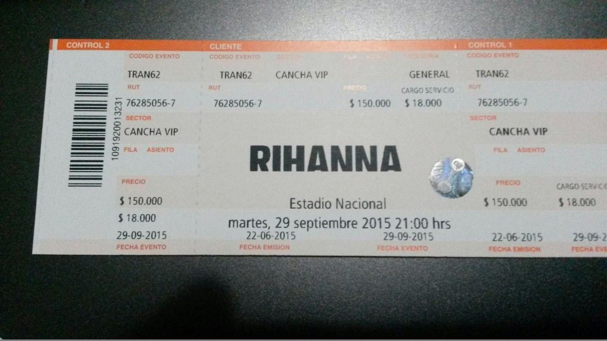 karlipinta's tweet photo. Vendo entrada "Cancha VIP" para concierto de @RihannaChile 
@Buscoentradas #entradaschile #Rihanna #RihannaEnChile http://t.co/6UgOjLp7X5