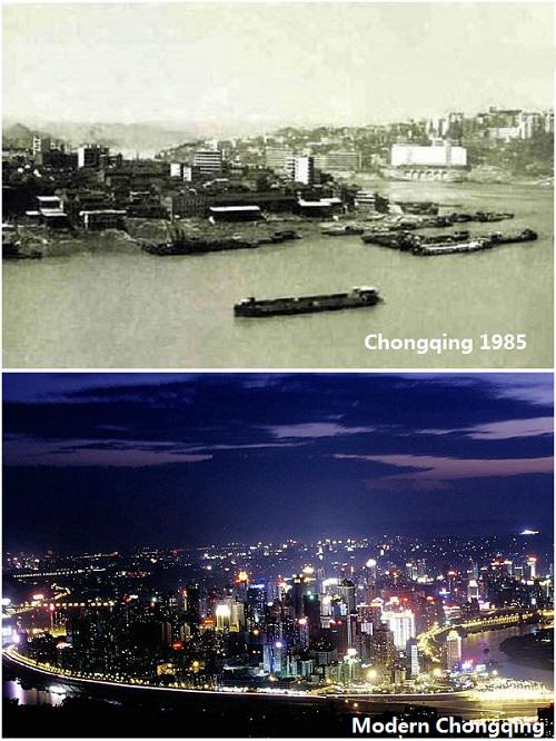 中国 北京 民国時代 写真　大きな写真 中国の80年代以降の30年あまりの経済発展による町の変貌ぶり比較写真