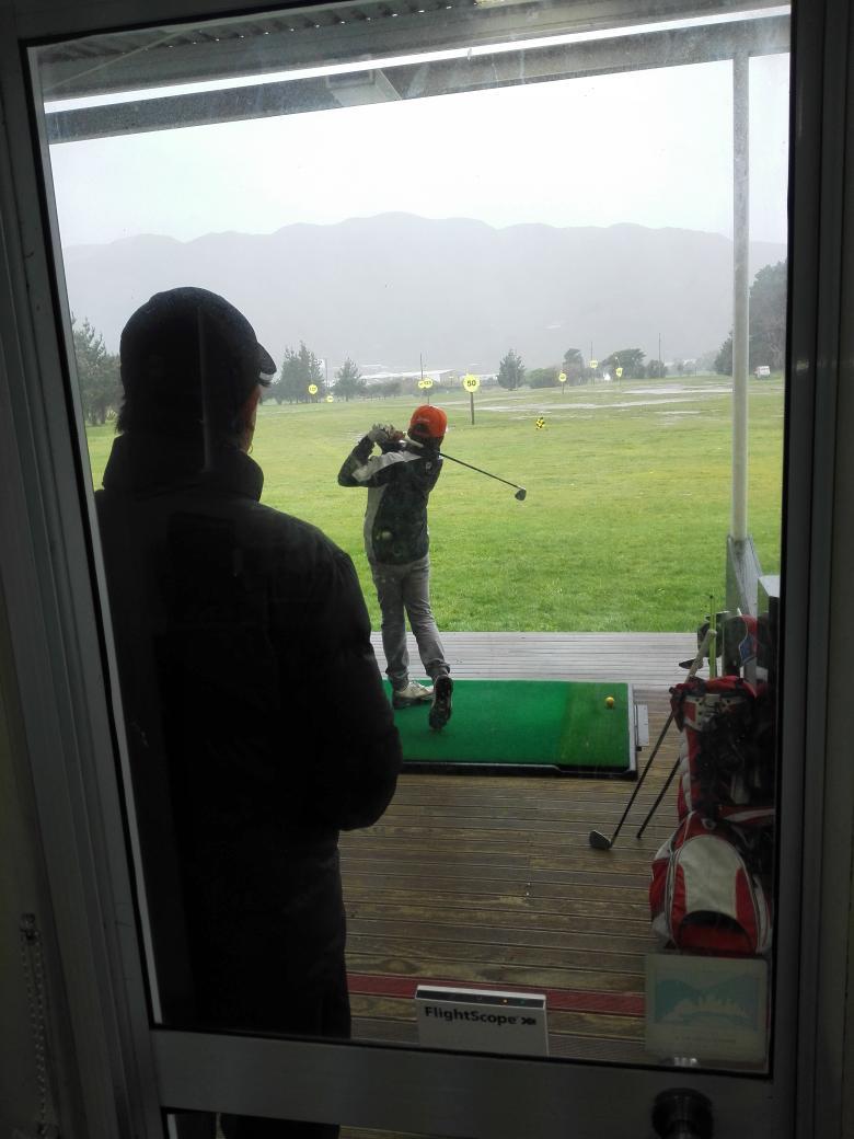 Yep it's crap out! That's why mama will stay indoors while Jayden and coach Corey work