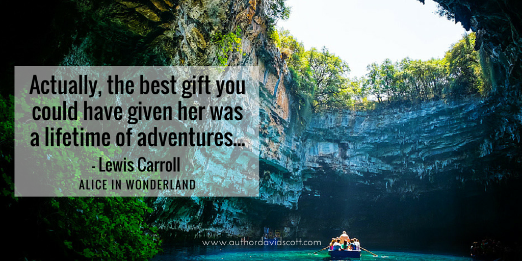DScottwrites's tweet photo. 'Actually, the best #gift you could have given her was a lifetime of #adventures...' - Lewis Carroll #books #reading http://t.co/XuQbQHclwz