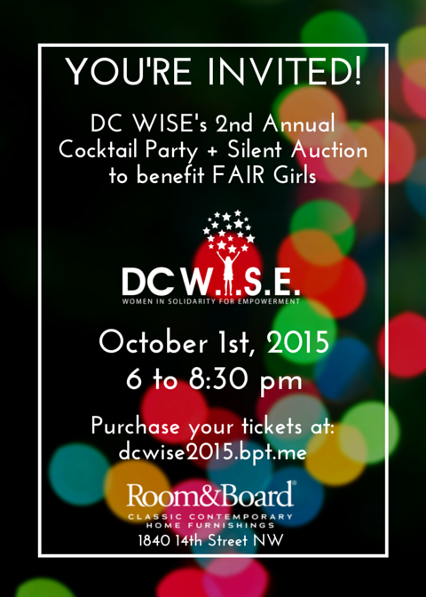 dcwiseorg's tweet photo. DC Wise 2nd annual cocktail party is 10/1! Buy tickets today! Prices go up to $70 at door. http://t.co/SUnWjVHiwB http://t.co/GNnzqUXYdn