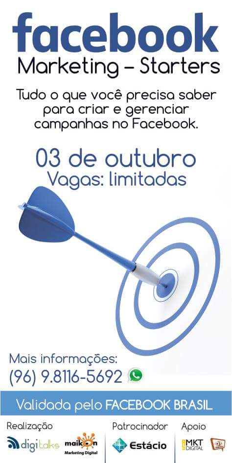jdia_ap's tweet photo. Curso Facebook Marketing Starters.
Capacitação VALIDADA pelo FACEBOOK BRASIL.
Faça já sua inscrição! #Jdia #PortalJD http://t.co/pXWbczdTva