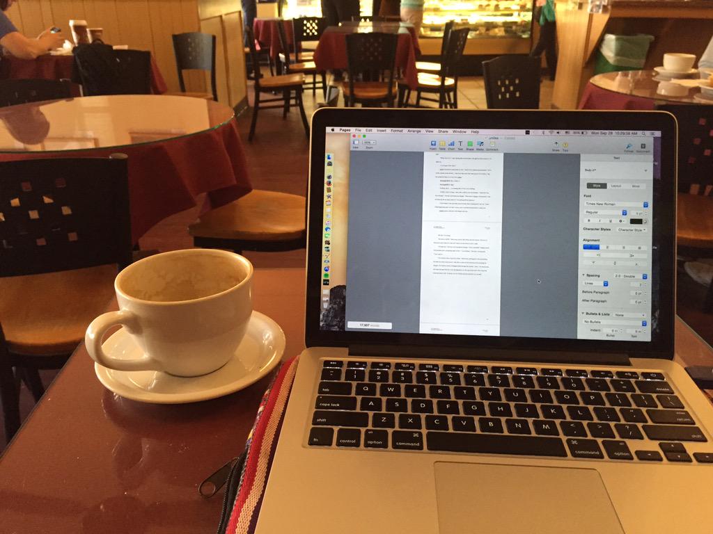 thewritejoyce's tweet photo. #writing at @BNGCoffee #wordcountmatters #butinchair http://t.co/IzYJtRKqke