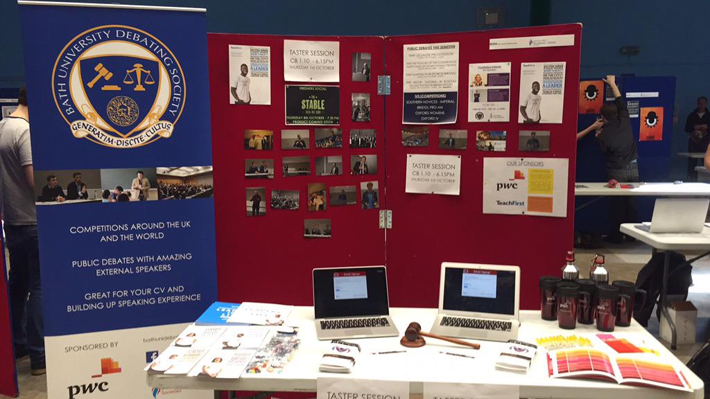bathdebate's tweet photo. We are ready for activities day. Some great events coming up so come take a look. And free goodies! @BathSU #BathFW15 http://t.co/ltAycDeyeW