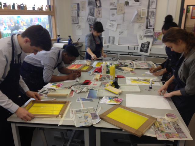 ArkAcademy's tweet photo. Screen printing in Art proved popular w/Year 12 - it's not just Primary who like to get a bit messy! :) #PrintPerfect http://t.co/rofGqIuRfP