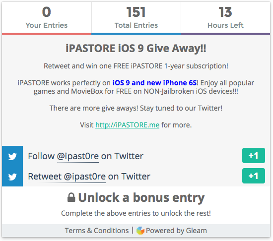 ipast0re's tweet image. 13hrs left! We will pick one WINNER!
More entries = more chance to get #iPASTORE for FREE!
gleam.io/Iu5kU/ipastore…