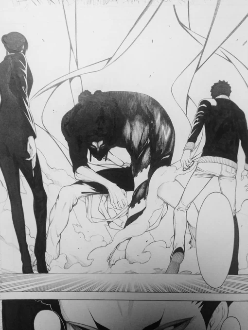 アシスタントさんが終わった後に残った自分担当のツヤベタや細かいベタなどをゴリゴリ…なんか今回多くない…? 