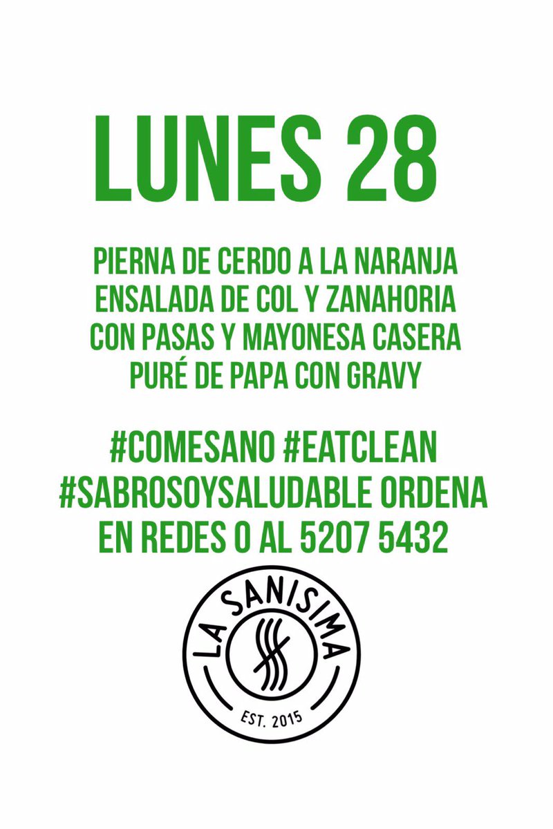 lasanisima's tweet photo. El delicioso menú del día.
Ordena con anticipación en redes sociales y recibe a domicilio. #eatclean #ComeSano http://t.co/zzX9cZk2iU