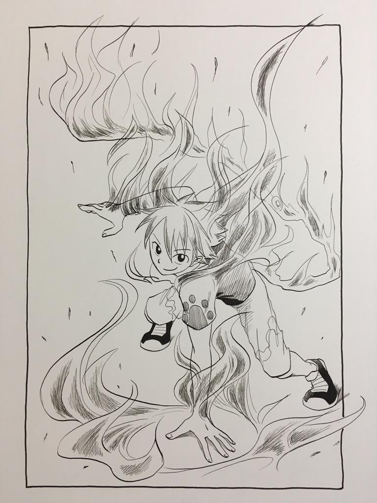 炎を初めて描いた。炎って、描き方がないよね。どの漫画もみんな違う。だから研究し甲斐がある。 