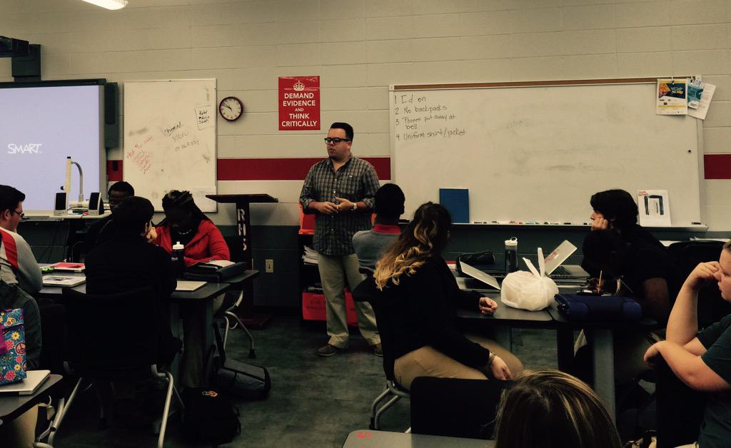 NewTechRuston's tweet photo. From the @RustonLeader writer @DerekAmaya shares with Seniors about the writing process for their "Hero" speeches http://t.co/IIL3QgaUN2