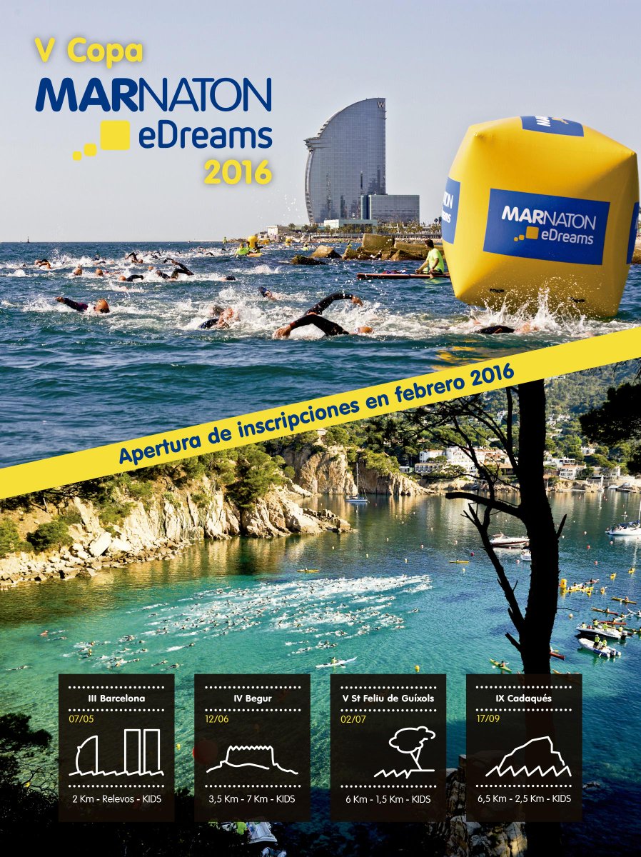 Marnaton's tweet photo. V Copa #MARNATONeDreams 2016. SAVE THE DATES! Barcelona (7/05), Begur (12/06), St. Feliu (2/07) y Cadaqués (17/09). http://t.co/lgGL9aodaq