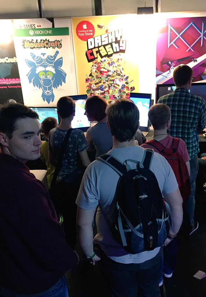 dumplingdesign's tweet photo. final day play-testing #DASHYCRASHY at #EGX was awesome. HUGE THX to everyone who played. Let's release this thing! http://t.co/XUKpnh67qw