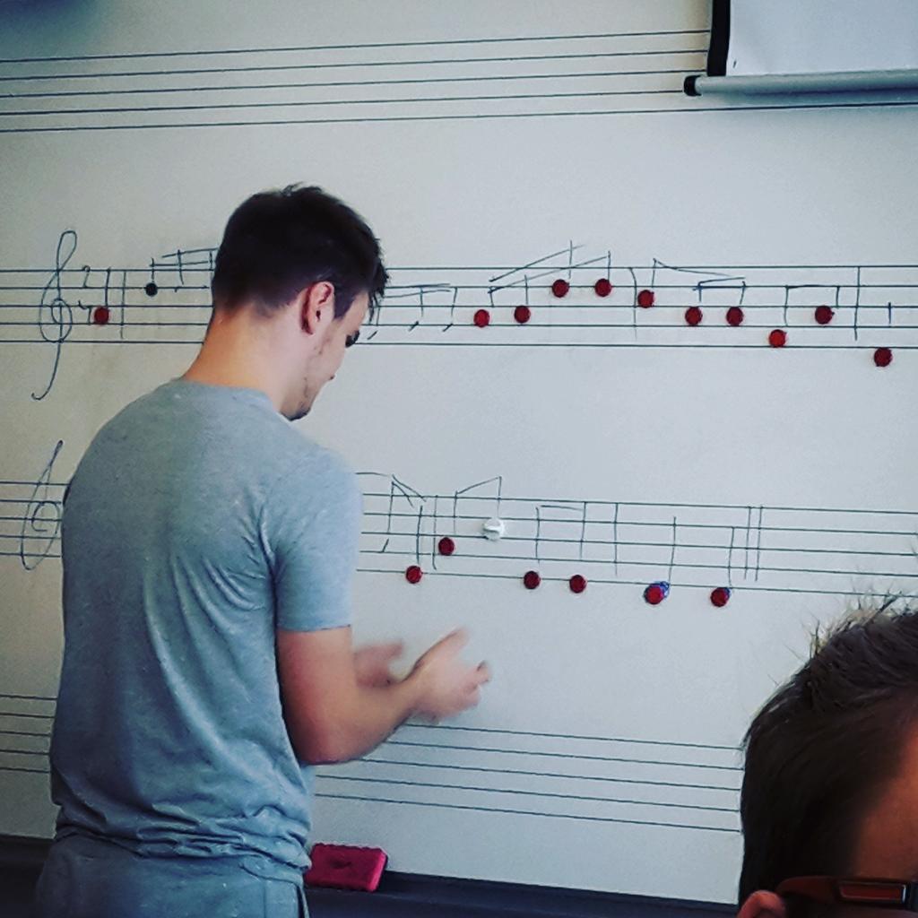 Unski13's tweet image. Professional music students at work #adulting #workinghard #funwithmagnets