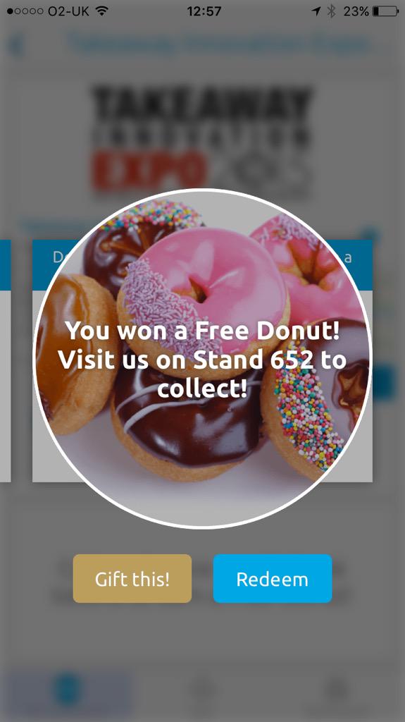 loyaltybook's tweet photo. Download the Loyaltybook app now at http://t.co/0tYybI6X2n &amp; add @TakeawayExpo for your chance to win a FREE donut. http://t.co/kYtUOa3Z5P