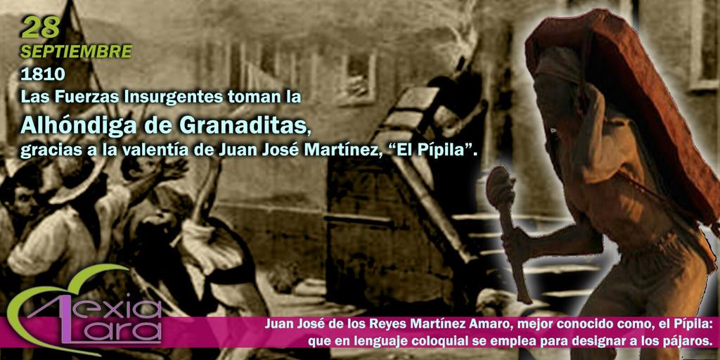 AlexiaLara16's tweet photo. #UnDíaComoHoy de 1810 las fuerzas Insurgentes toman la Alhóndiga de Granaditas, gracias a la valentia de #Pipila. http://t.co/k0YRGN7rBj