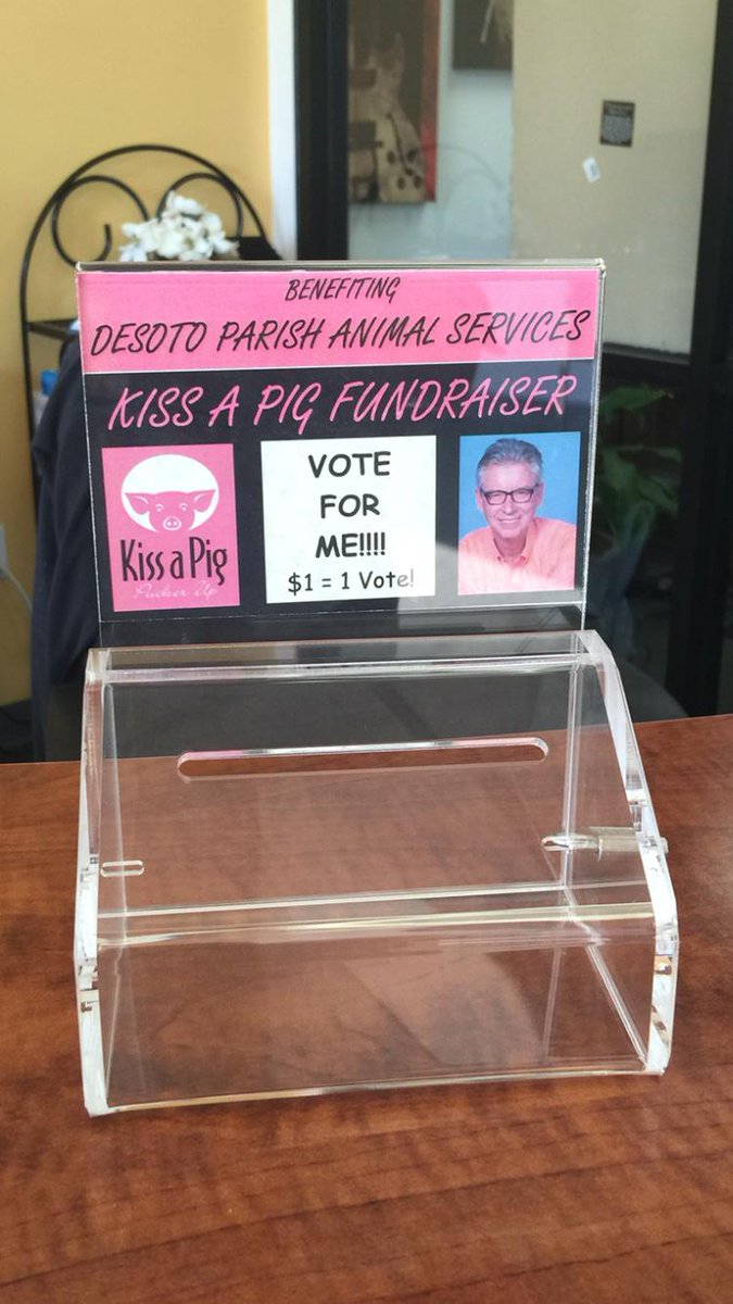 Lauren Bagley Patton entered me in the “Kiss a Pig” contest. Come by my office in Mansfield to donate.