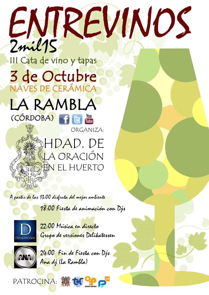 EntreVinos15's tweet photo. El 3 de octubre tienes una cita con la @hdad_huerto de #LaRambla. ¡Ven a #EntreVinos2mil15! http://t.co/9kqhxpZj9q
