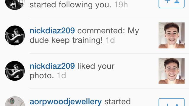 SeanD03's tweet photo. My man @nickdiaz209 keeping me motivated 👊 #freenick #legalizediaz http://t.co/YV75WoeSue