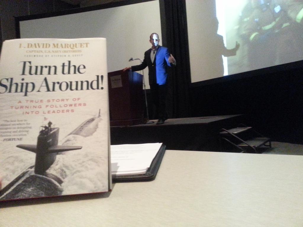 jeffcook98765's tweet photo. Author and Capt. David Marquet (ret)  giving inspiring presentation on building leaders! #fndryex http://t.co/oZ5pWCY7Y1