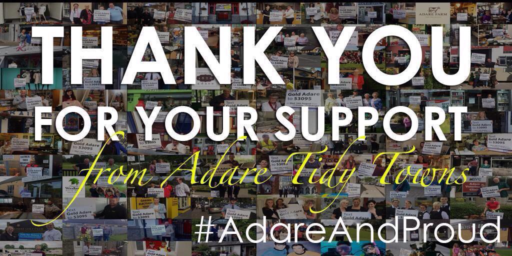 Adare has made the final 10 in the <a href="/Failte_Ireland/">Fáilte Ireland</a> #TourismTownsComp Winners will be announced in Nov #WelcomeToAdare