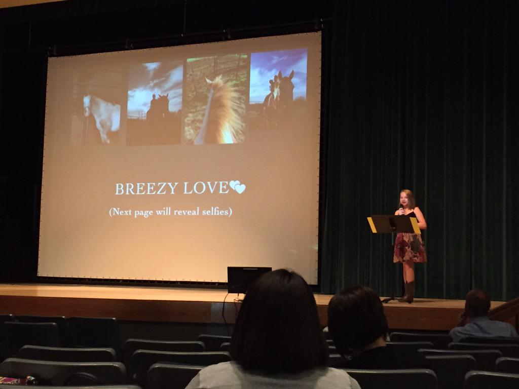 teacherharris's tweet photo. @mindy_sandrews daughter gets up in front of district staff &amp;gives an ignite talk about horses, her passion #essd40pd http://t.co/CYGvG2pGLP