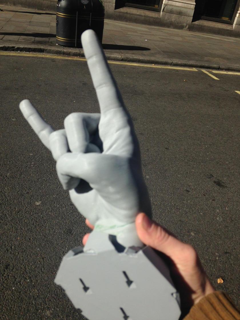 As one might suspect, walking about with a 3D printed hand is a great conversation starter
