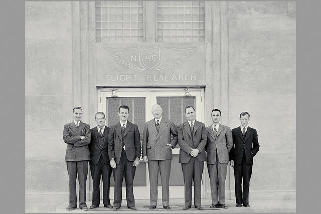 NASAhistory's tweet photo. #OTD in 1948, FPRC is renamed Lewis FPRC in honor of NACA's George Lewis (center) http://t.co/f9jTQUCAOg #NACA100 http://t.co/btHrHqYZvg
