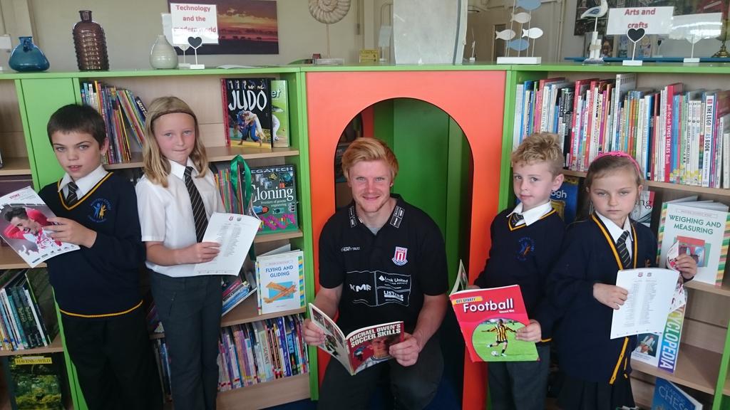 scfc_foundation's tweet photo. Big thank you to @Jakobhaugaard for opening the new library at Weston Coyney Junior School today #community http://t.co/xEIq8cc1ZE
