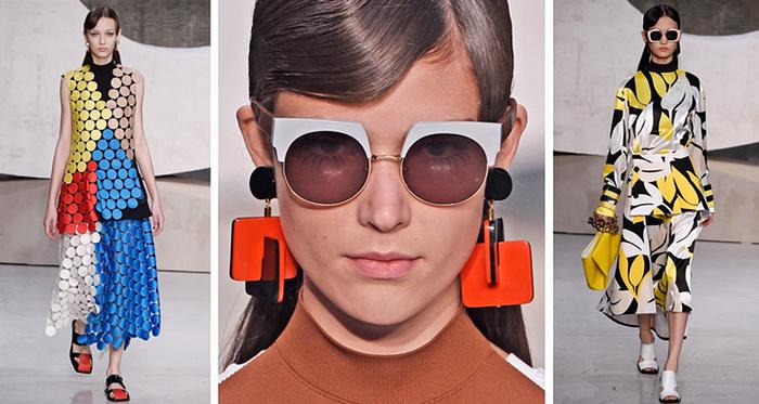 PromMafia's tweet photo. Milan fashion week: there was a playfulness at Marni, layered primary brights, sculptured shapes and bold earrings. http://t.co/fpKXeuuh4o