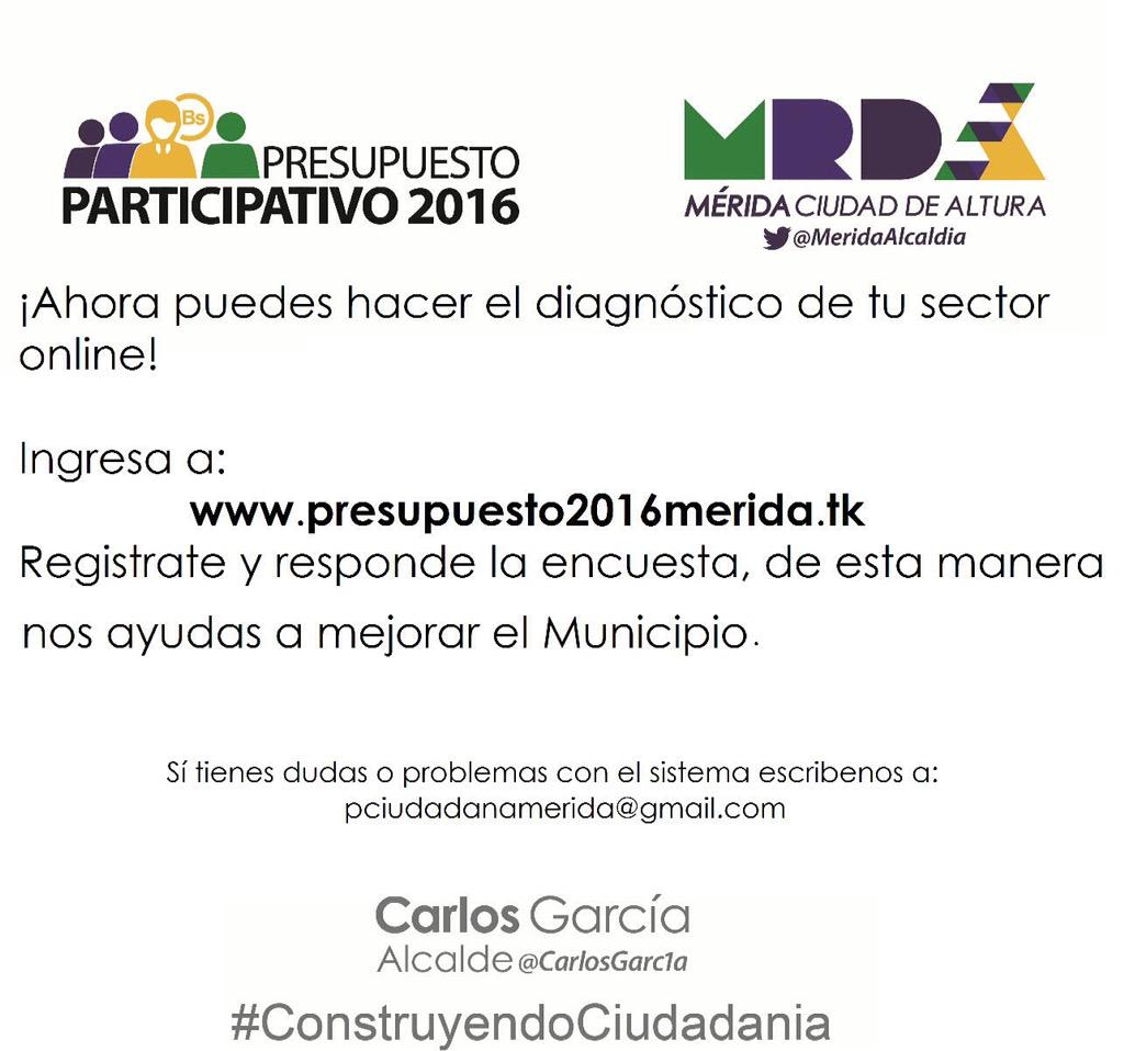 Desde tu casa puedes hacer el diagnóstico de tu sector para la discusión del #PresupuestoParticipativo