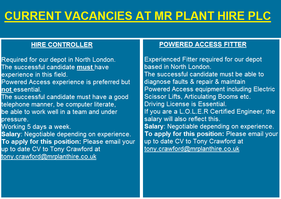 Please see below two current vacancies;