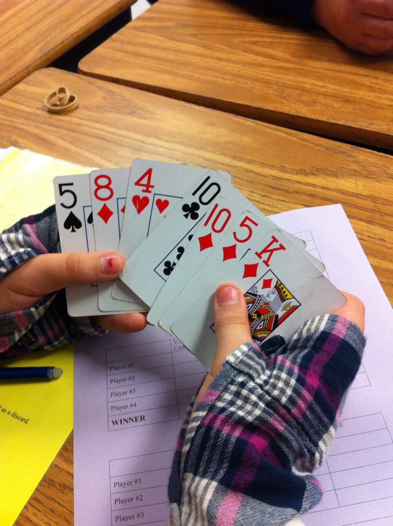 kcsmath's tweet photo. Adding integers using a card game. Reds - negative and black-pos (10+-10) Elkview Middle (WIBLE). #KCSlearning2020 http://t.co/IEvKHSKqCJ