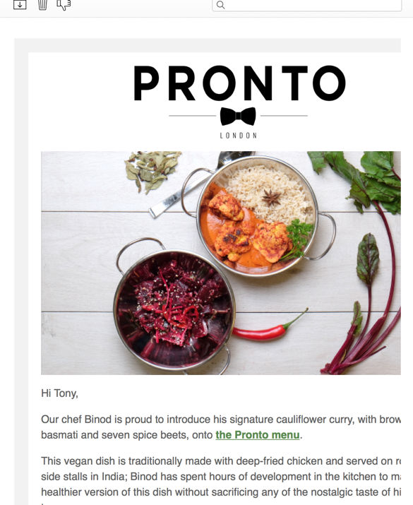 tonyisblind's tweet photo. Proud to see my own photography work in my inbox. Looks delicious @feedmepronto #MCstartups http://t.co/zq3m06D72B