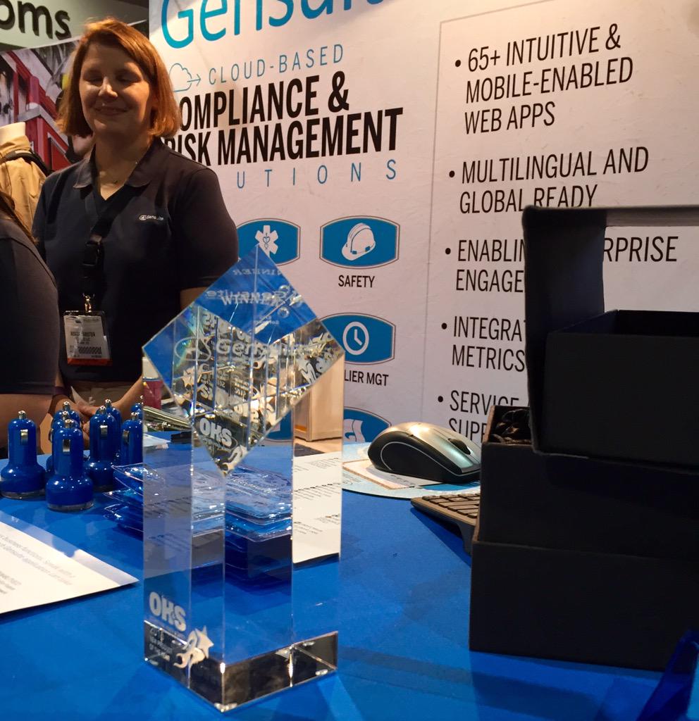 OccHealthSafety's tweet photo. Hey @GensuiteLLC congrats on the OH&S NPOY win for EHS software! Good to see you guys #NSCExpo http://t.co/XO7Ic7aiUF