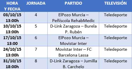 carladeluque's tweet photo. ¡Ya se conocen los partidos televisados por @teledeporte del mes de octubre! #LNFS http://t.co/SpLfcNbGkX http://t.co/TGcIhD8O3U