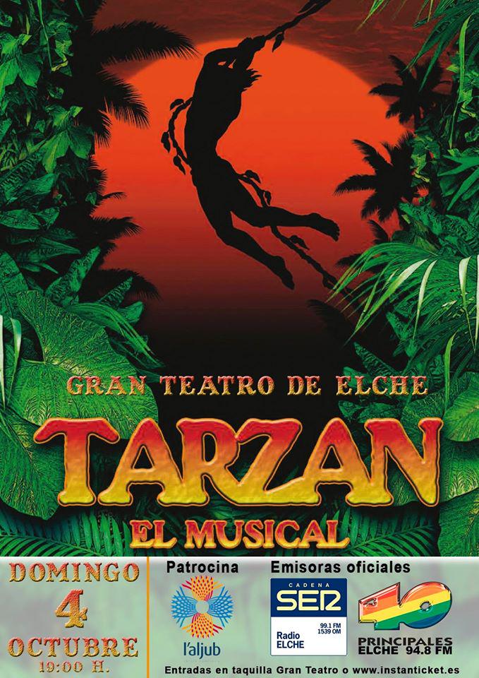 El musical 'Tarzán' llega a Elche el 4 de octubre al Gran Teatro (19h).
Emisoras oficiales <a href="/RadioElcheSER/">Radio Elche Cadena SER</a> y 40 Elche