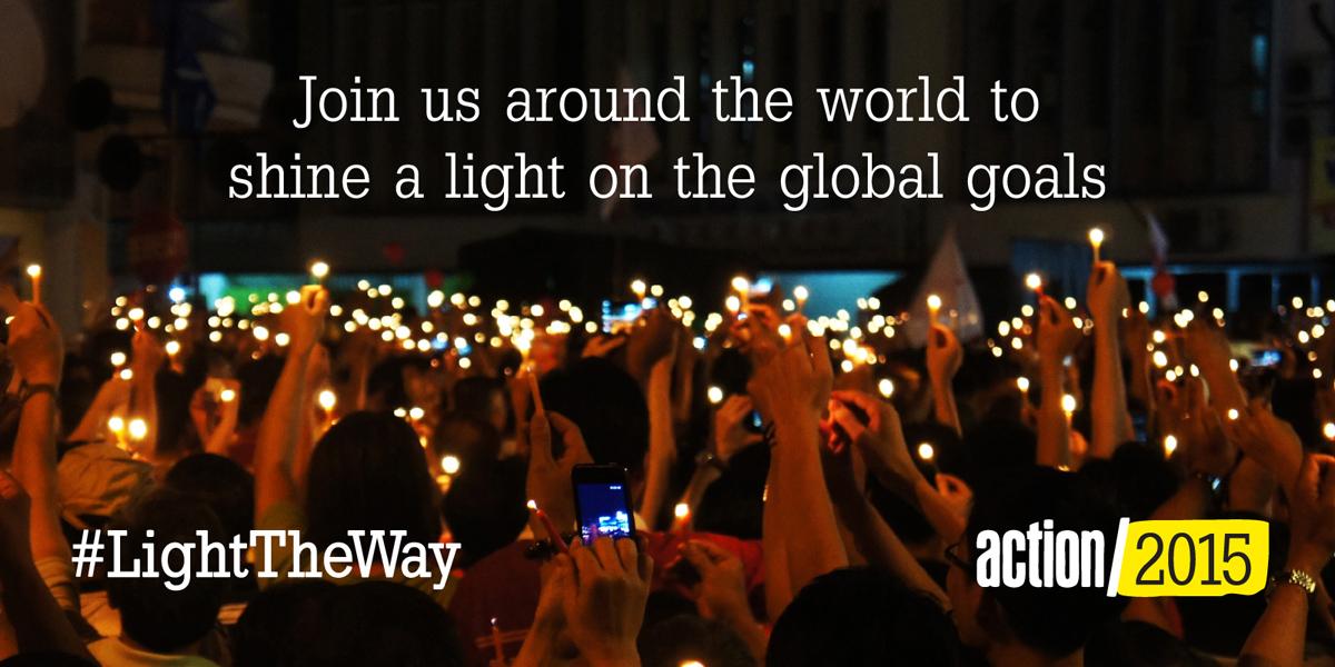 action2015's tweet photo. Today we stand together and remind world leaders to #LightTheWay for a better future for all. http://t.co/NHOPtQ7l12